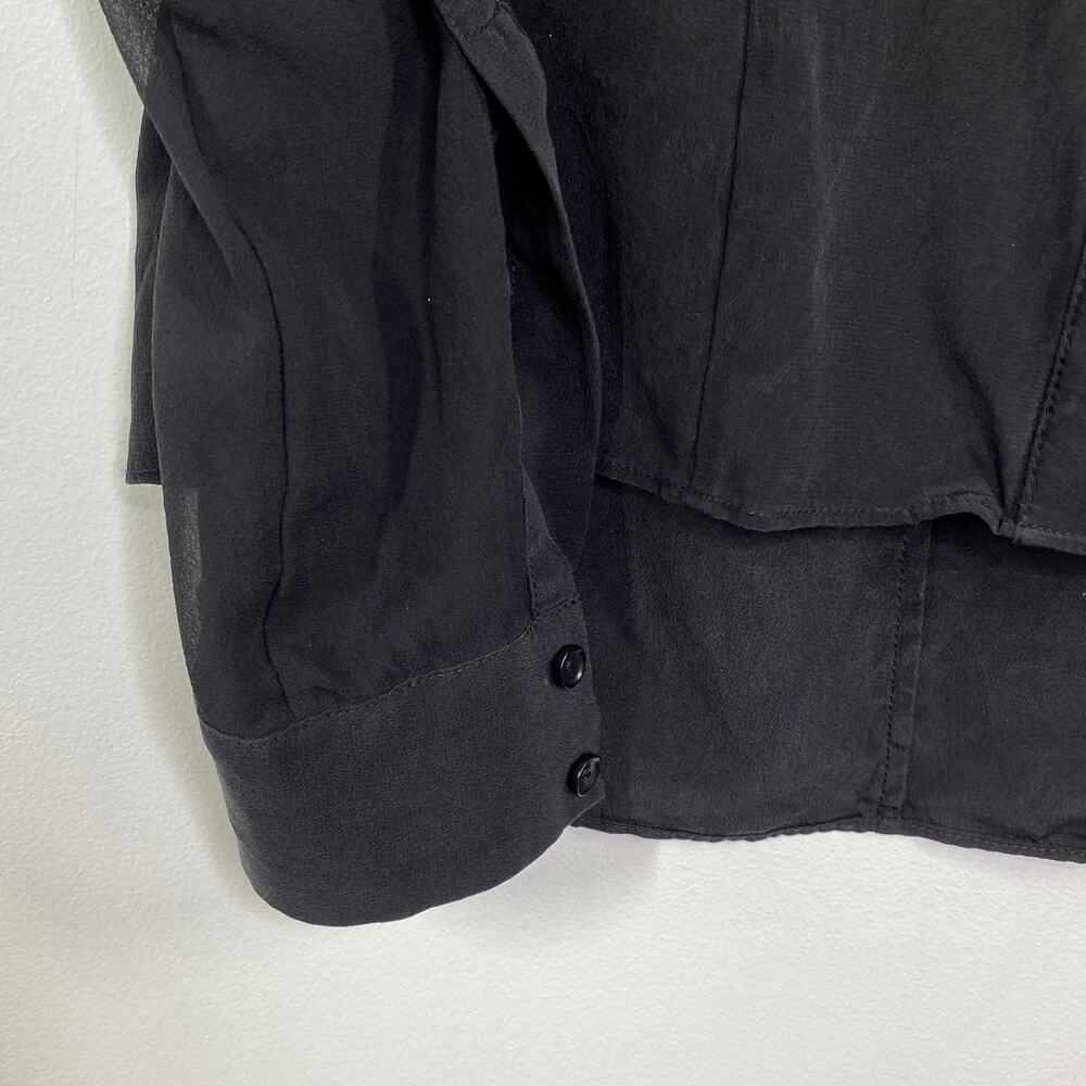BCBG Womens Black Silk Top Size‎ S Career Office Minimal Capsule Lightweight - Picture 3 of 7